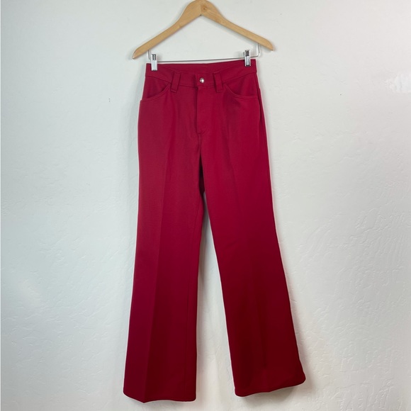Vintage Levis for Gals Sta-Prest Big E White Tab RARE Retro 60s 70s Flared Pants - Picture 3 of 16